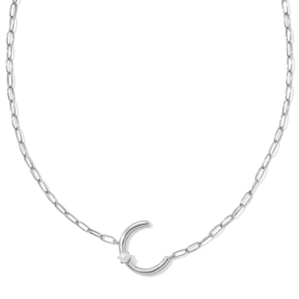Kendra Scott Pearl Silver Letter C Short Pendant Necklace in Freshwater